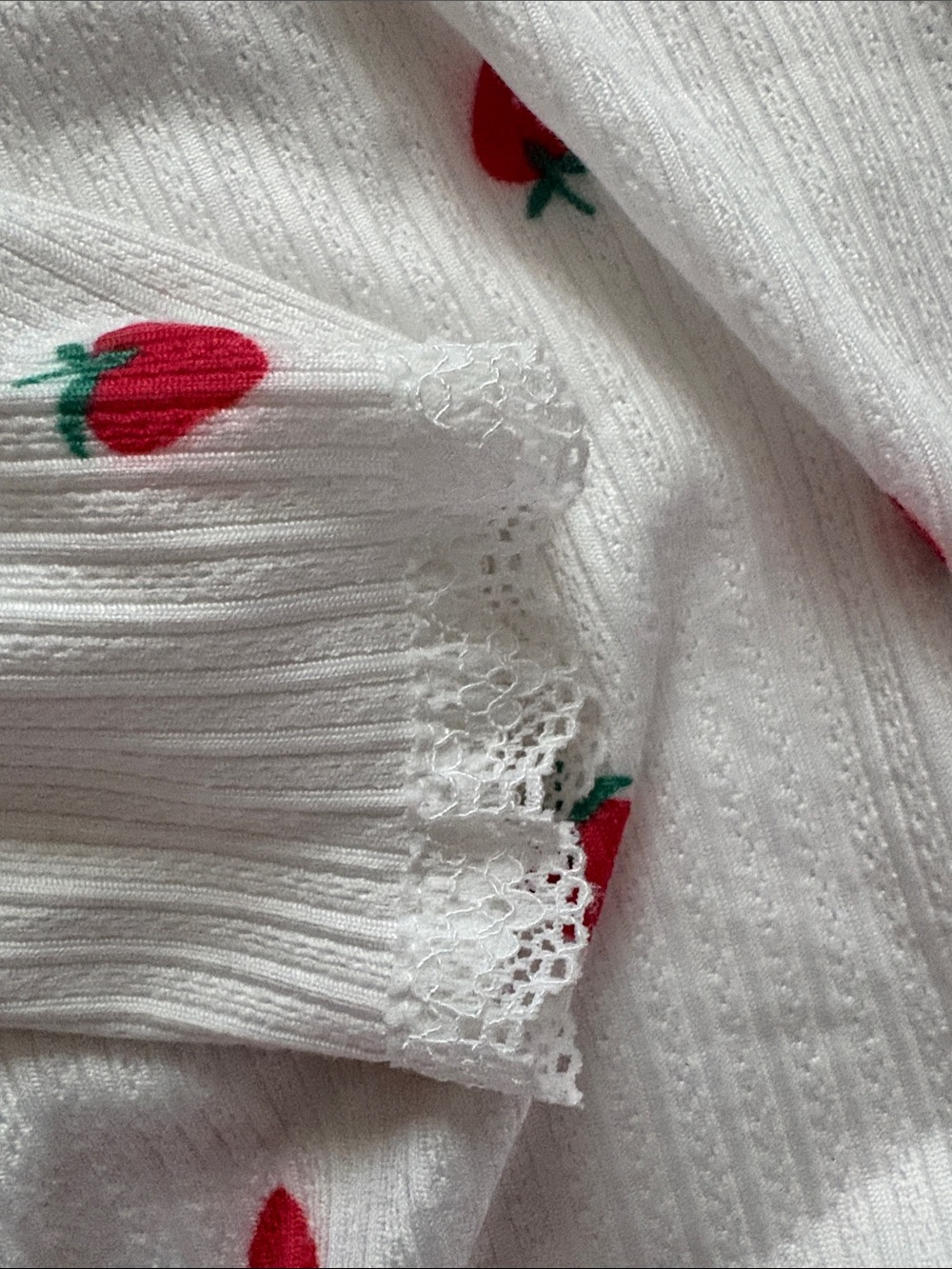 White Long-Sleeve strawberry  Print Pajama Set - Women's - Picture 4 of 9